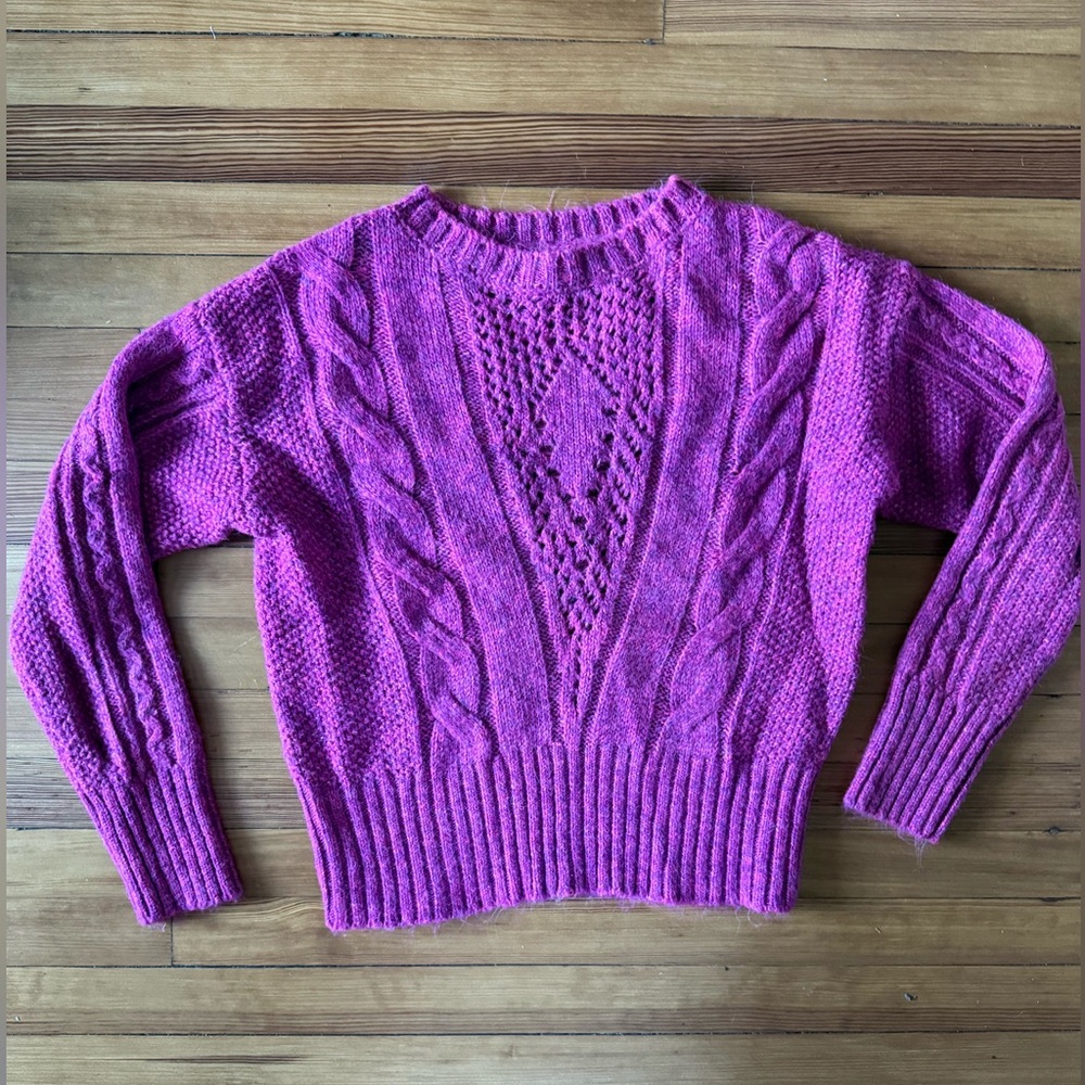 Kut from the Kloth Magenta Cable Knit Sweater